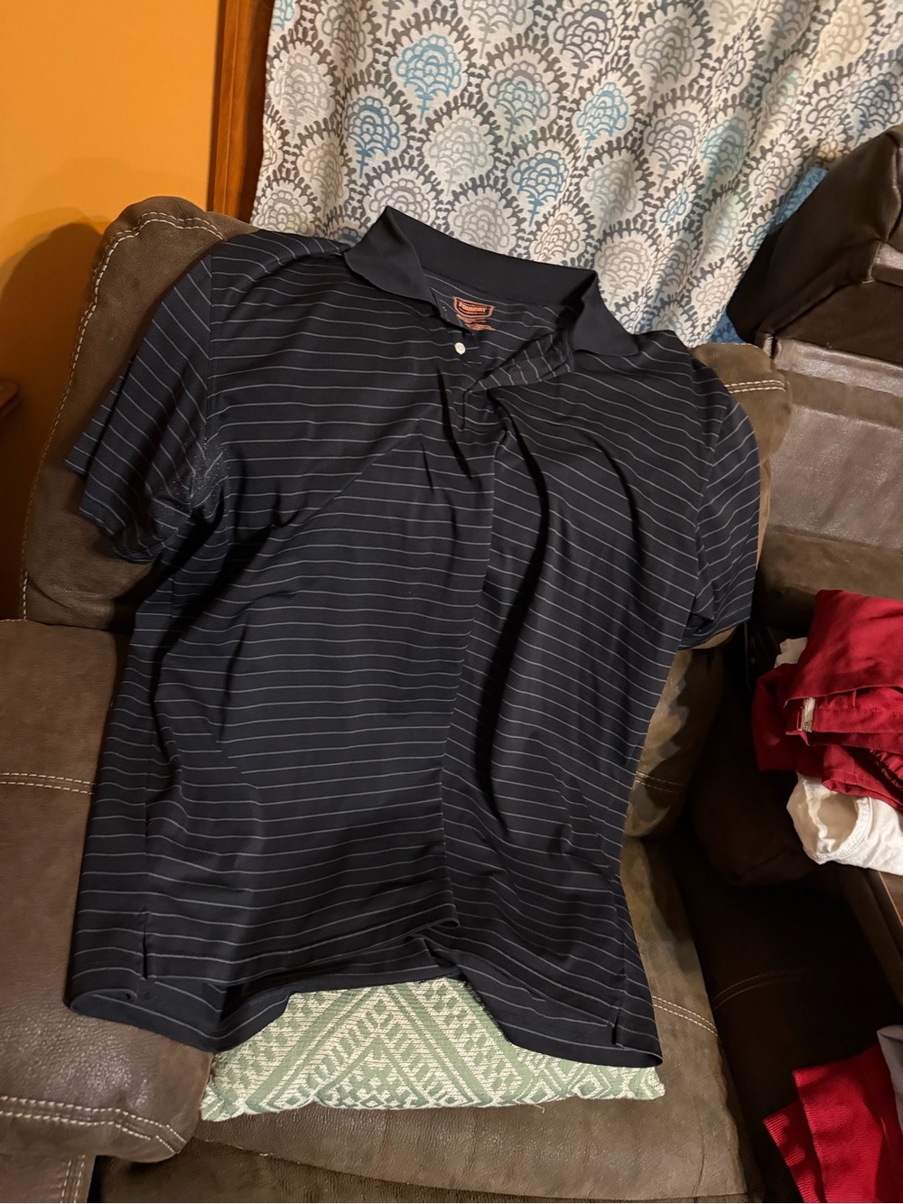 The Foundry Supply Co. Men's black Polo with Thin Gray Stripes 4xlt